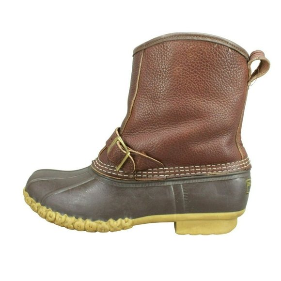 L.L. Bean Other - LL Bean Brown Leather Slip On Shearling Lined Ankle Duck Boots Size 10 M